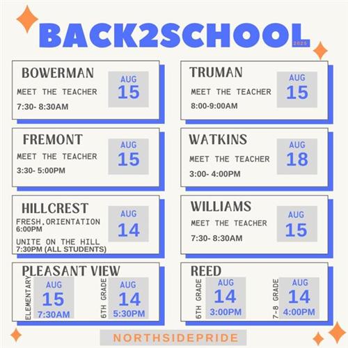 Meet the Teacher and Orientations for Northside Schools